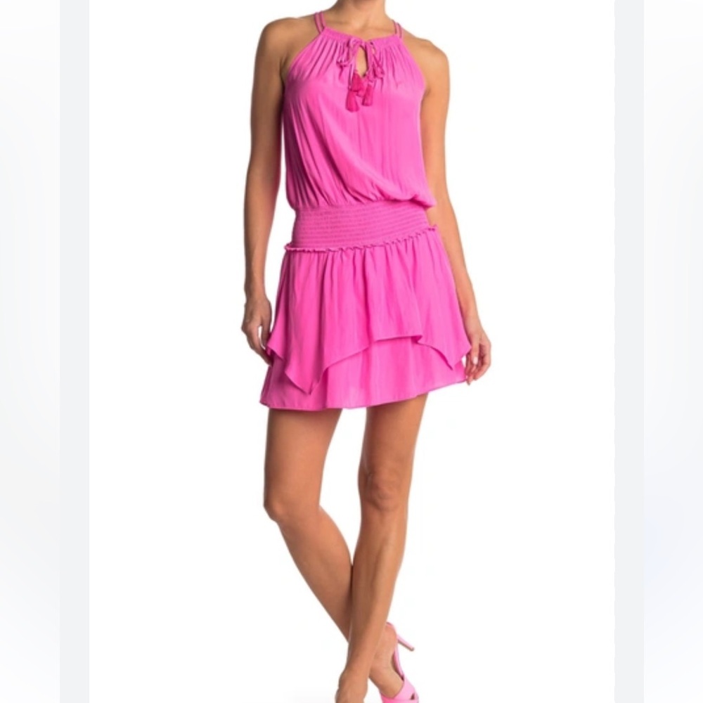 Ramy Brook Rubie Smocked Waist Tiered Minidress